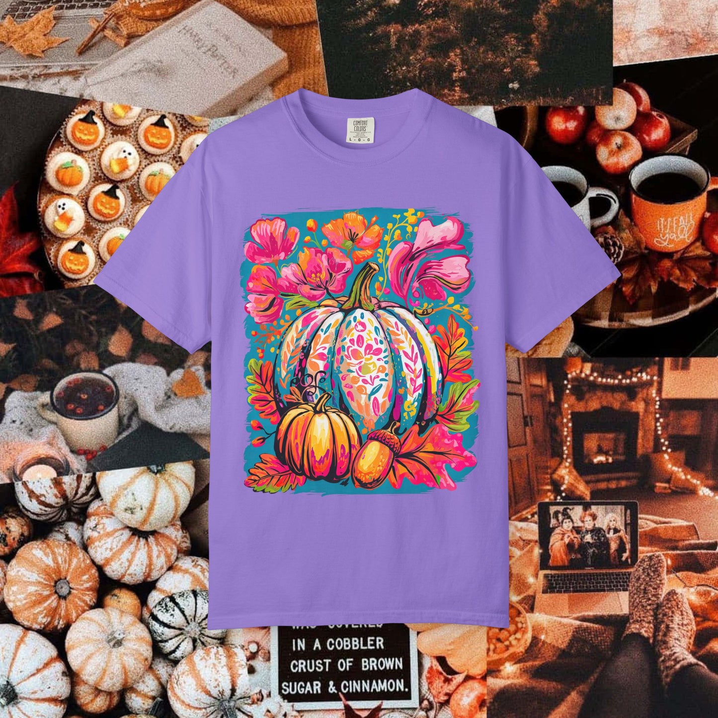 COLORFUL FLORAL PUMPKIN TEE