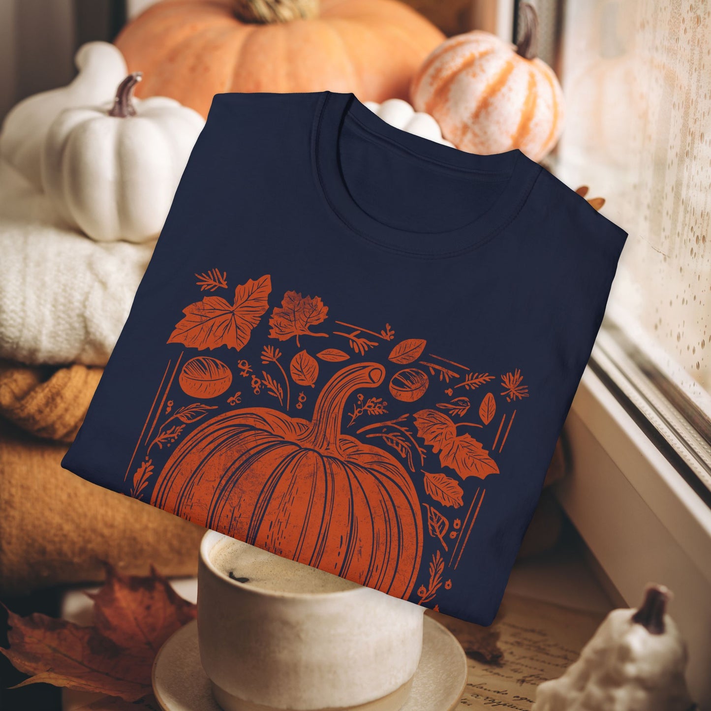 ORANGE PUMPKIN LEAVES TEE