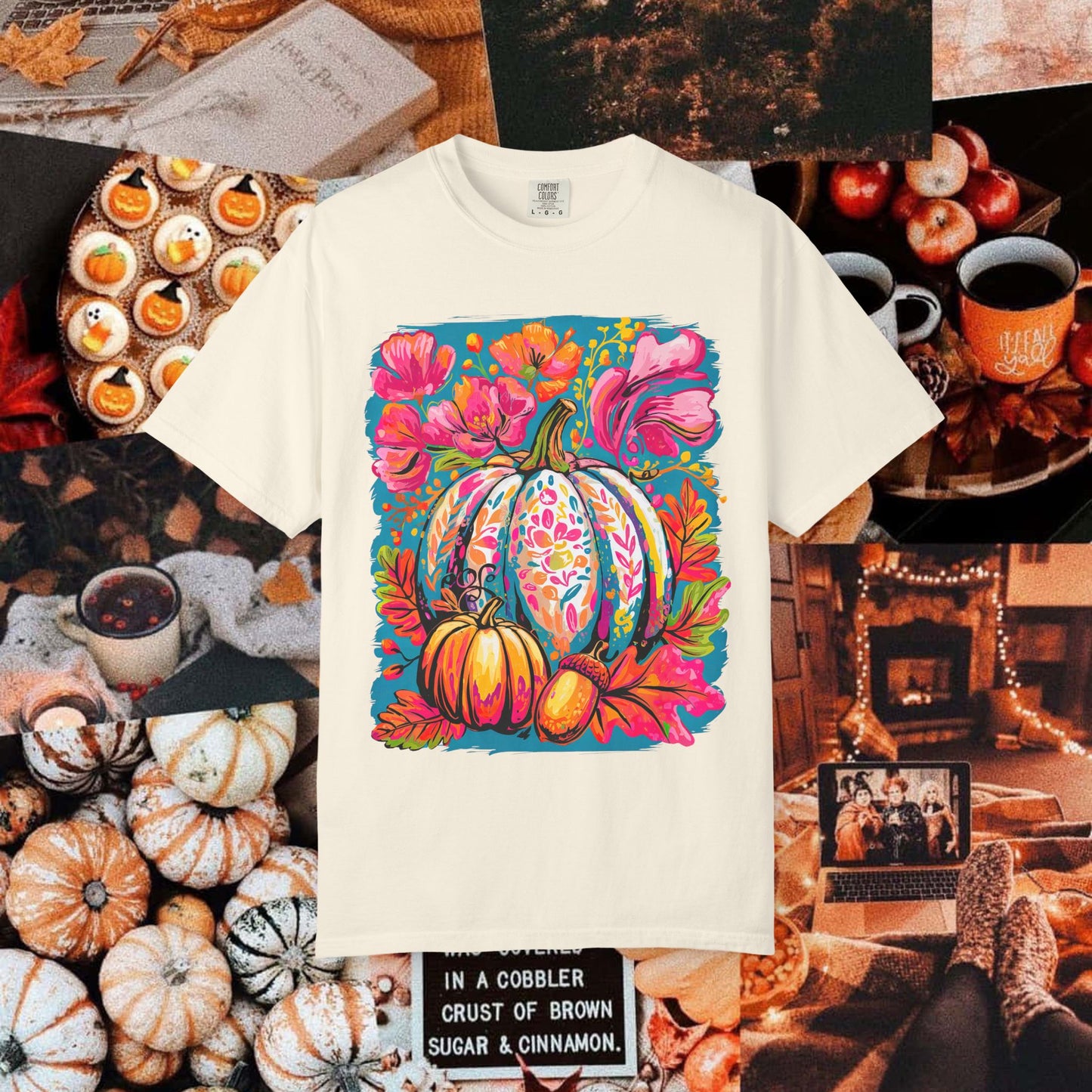 COLORFUL FLORAL PUMPKIN TEE