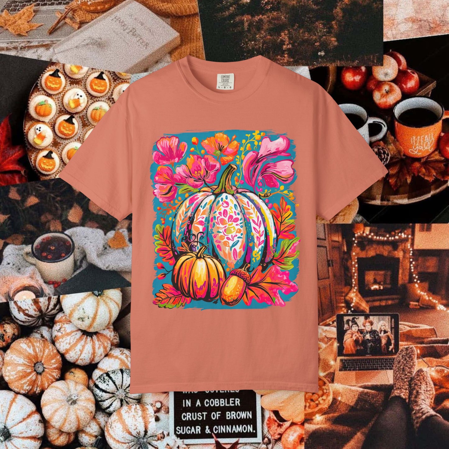 COLORFUL FLORAL PUMPKIN TEE