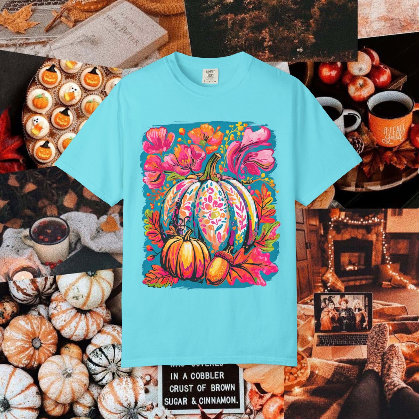 COLORFUL FLORAL PUMPKIN TEE