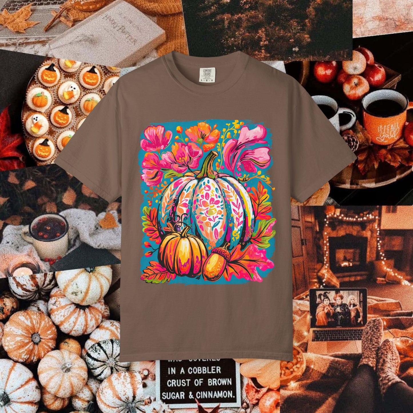 COLORFUL FLORAL PUMPKIN TEE