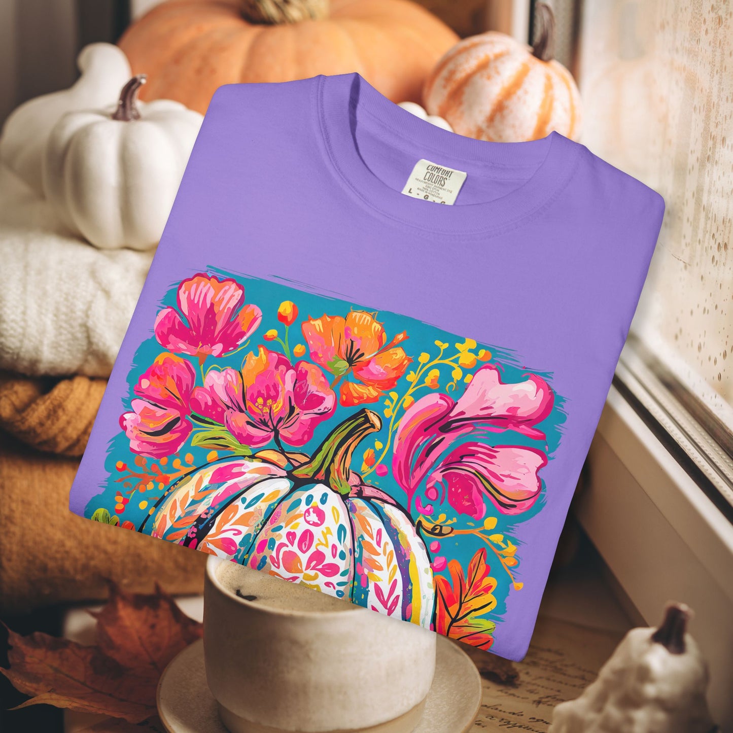 COLORFUL FLORAL PUMPKIN TEE
