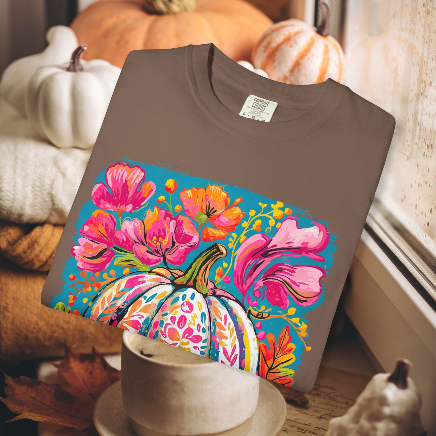 COLORFUL FLORAL PUMPKIN TEE