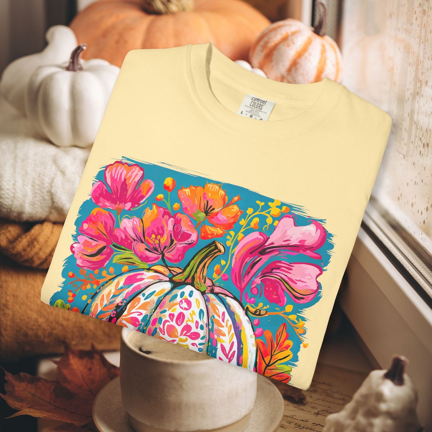 COLORFUL FLORAL PUMPKIN TEE