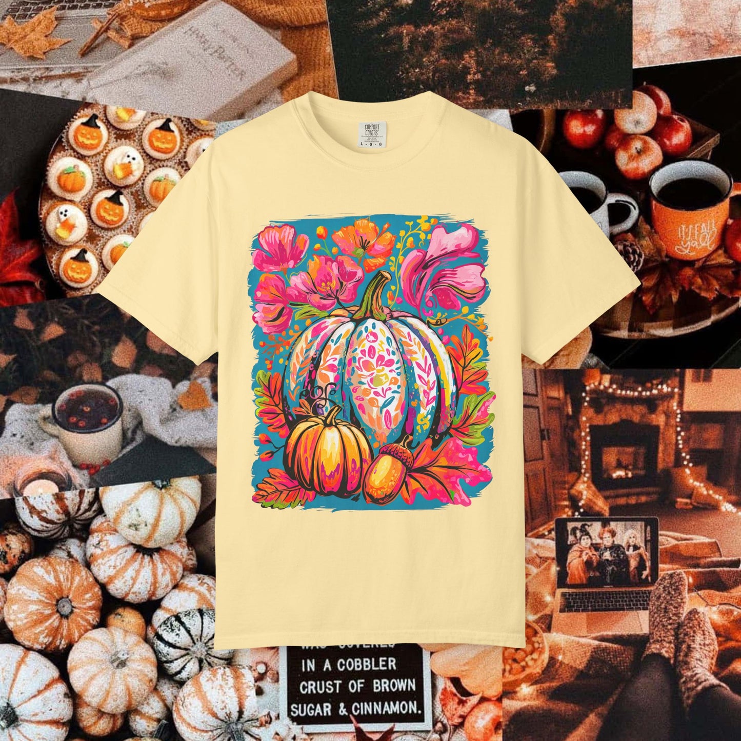 COLORFUL FLORAL PUMPKIN TEE
