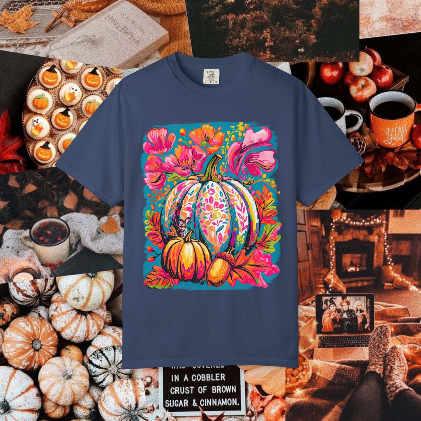 COLORFUL FLORAL PUMPKIN TEE