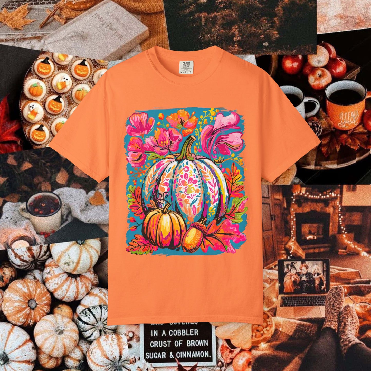 COLORFUL FLORAL PUMPKIN TEE