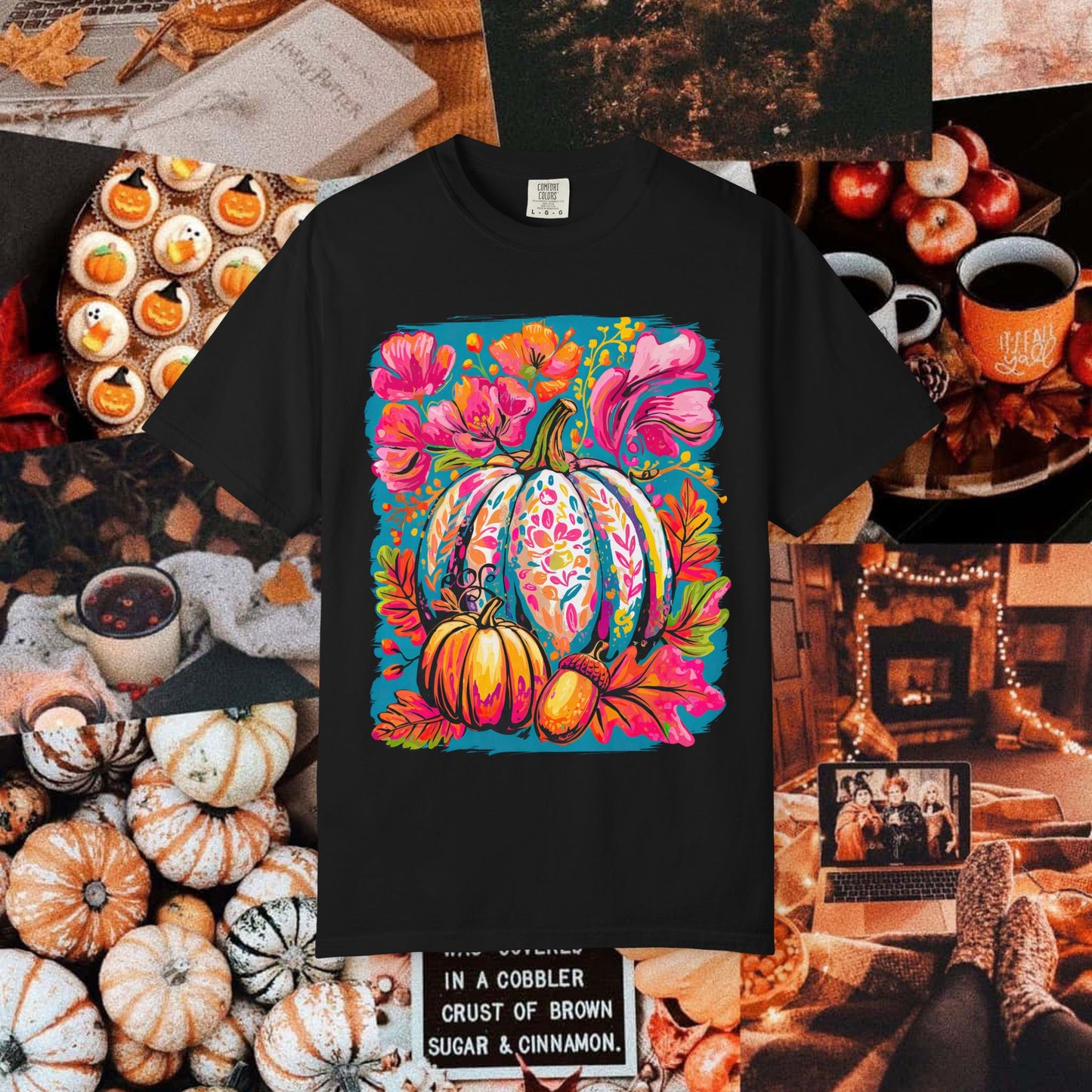 COLORFUL FLORAL PUMPKIN TEE