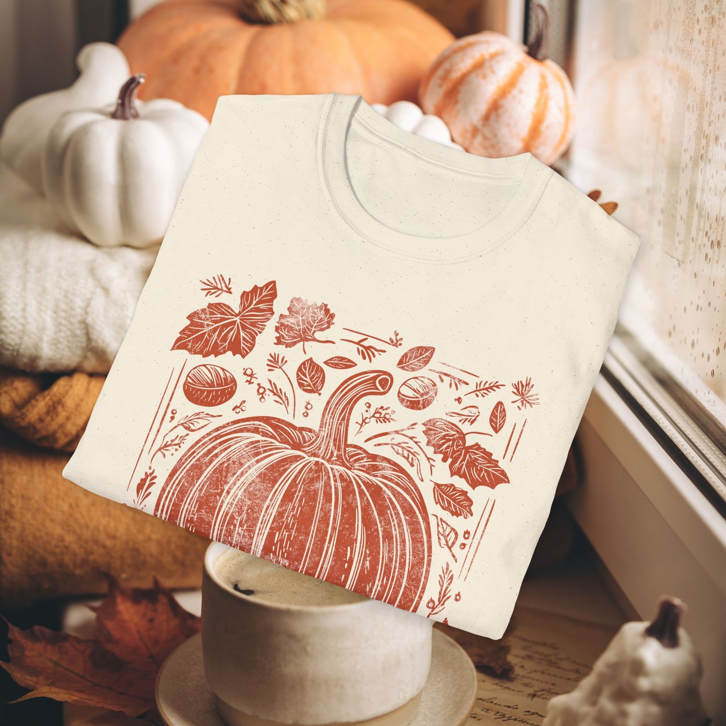 ORANGE PUMPKIN LEAVES TEE