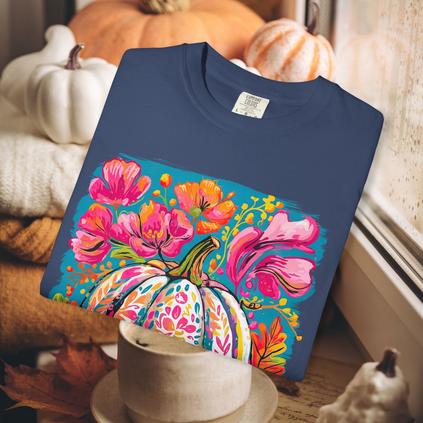 COLORFUL FLORAL PUMPKIN TEE
