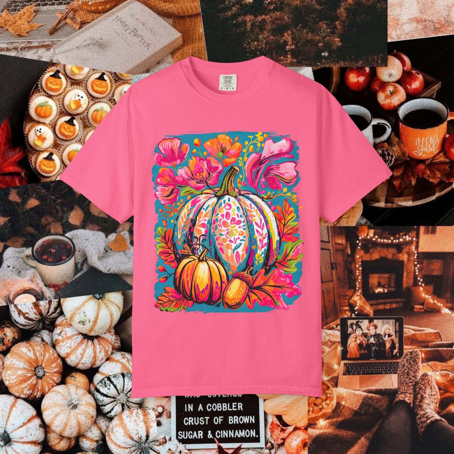 COLORFUL FLORAL PUMPKIN TEE