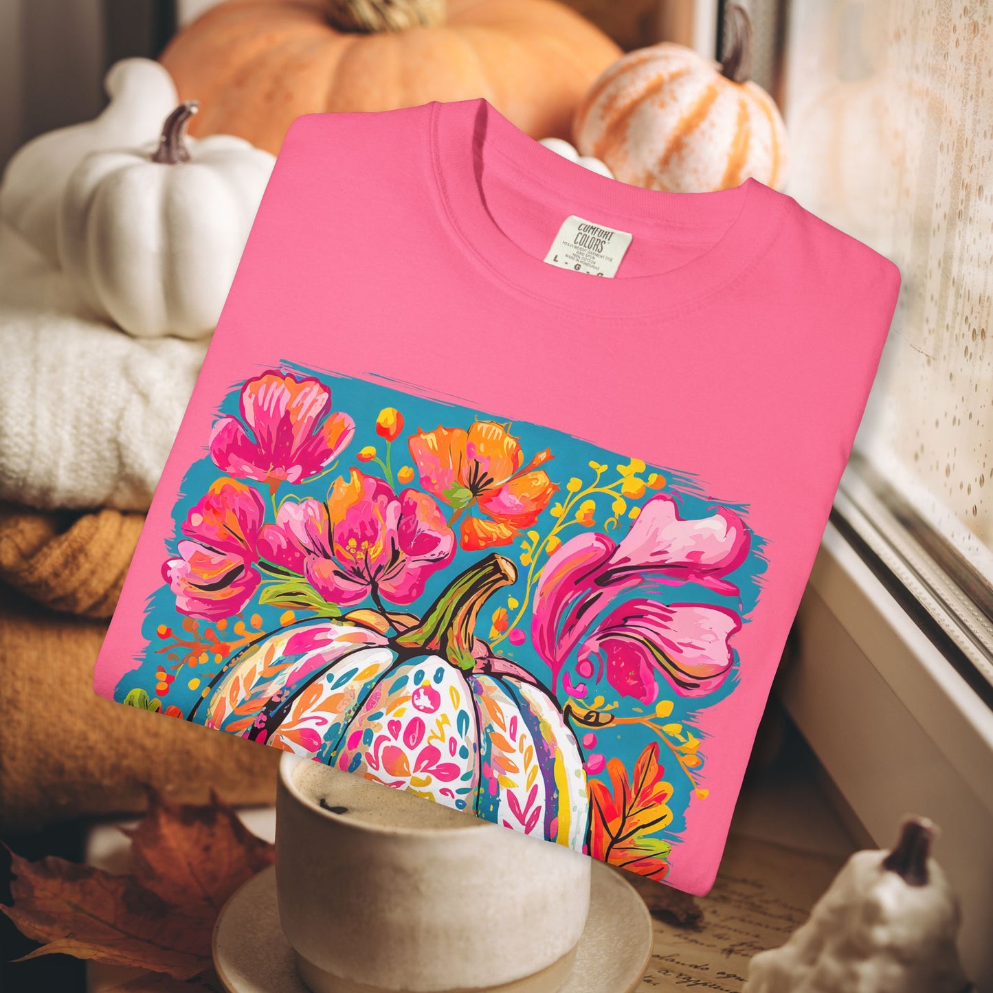 COLORFUL FLORAL PUMPKIN TEE