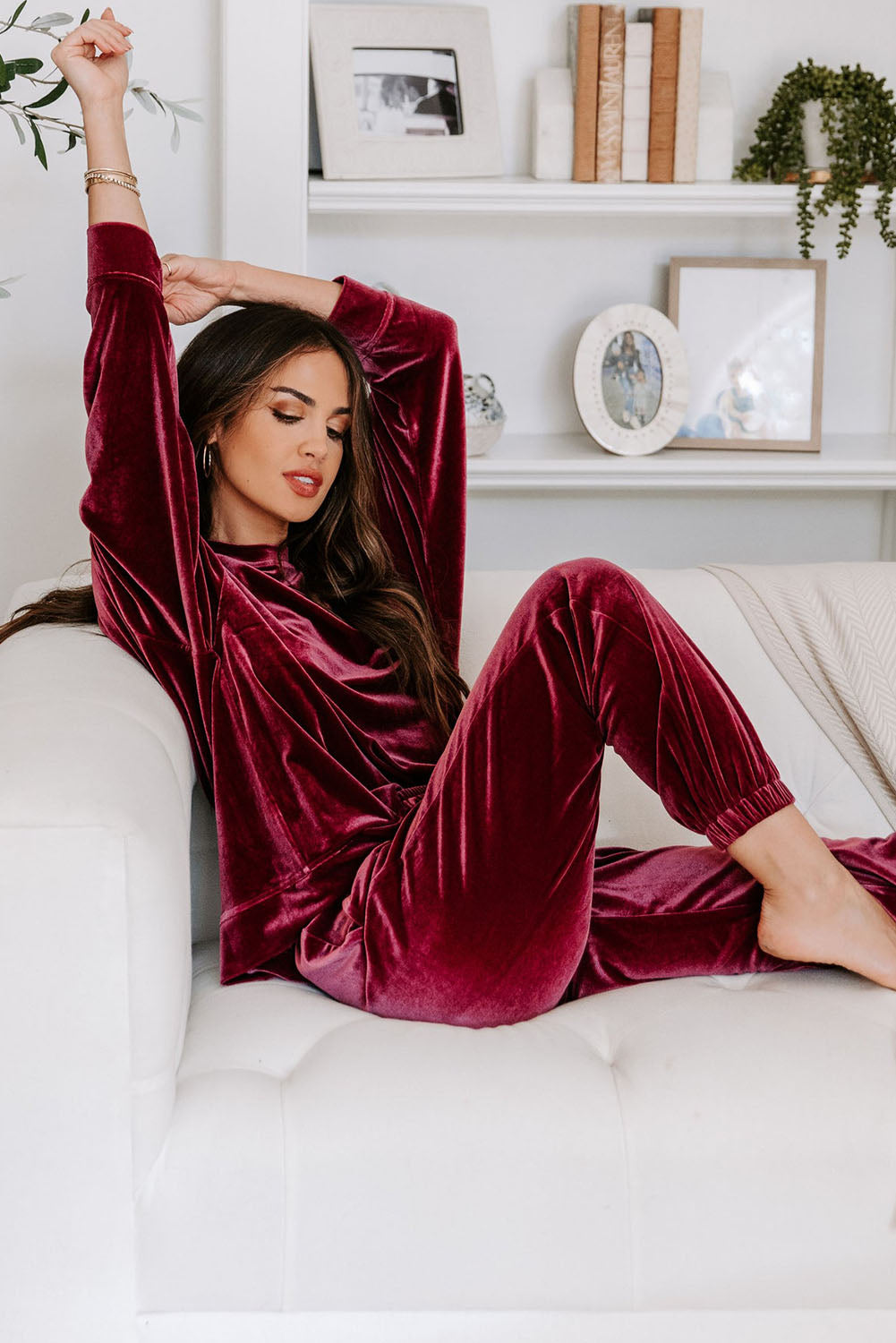 Red Velvet Lounge Set