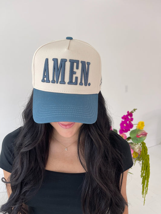 AMEN. | Slate Blue Vintage Trucker Hat