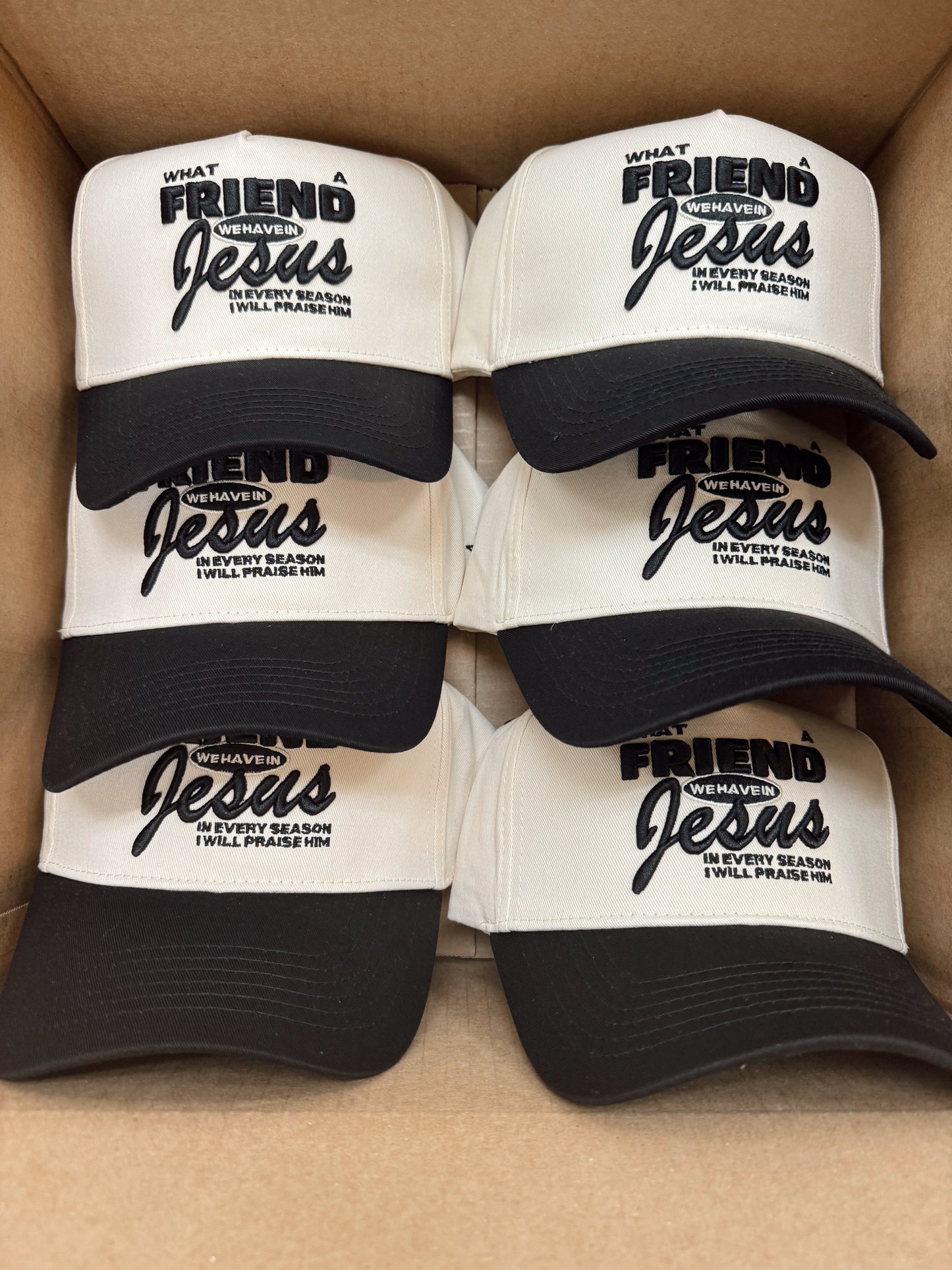 Friend in Jesus | Black Vintage Trucker Hat