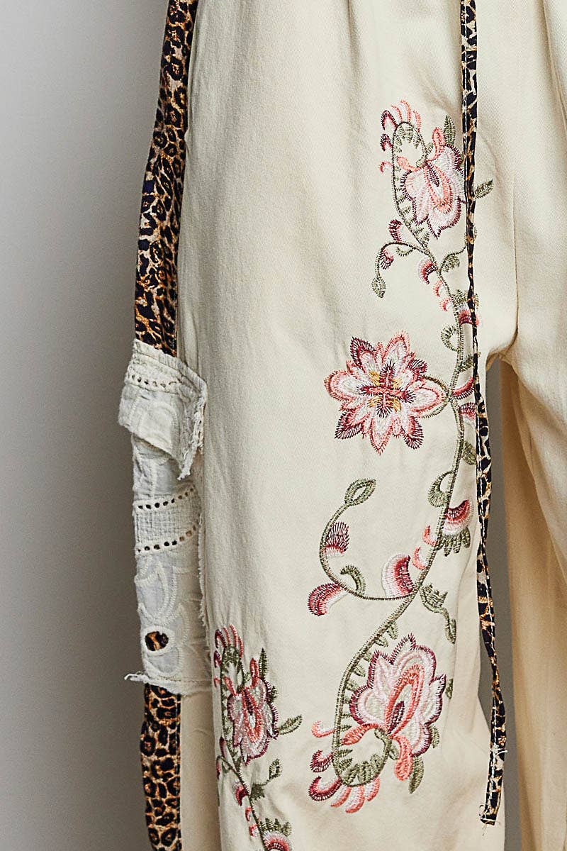 Wild Gypsy | Embroidered Patchwork Jogger | Powder Beige