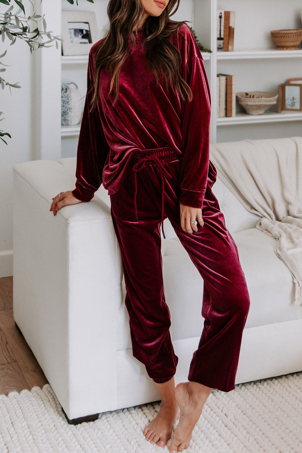 Red Velvet Lounge Set