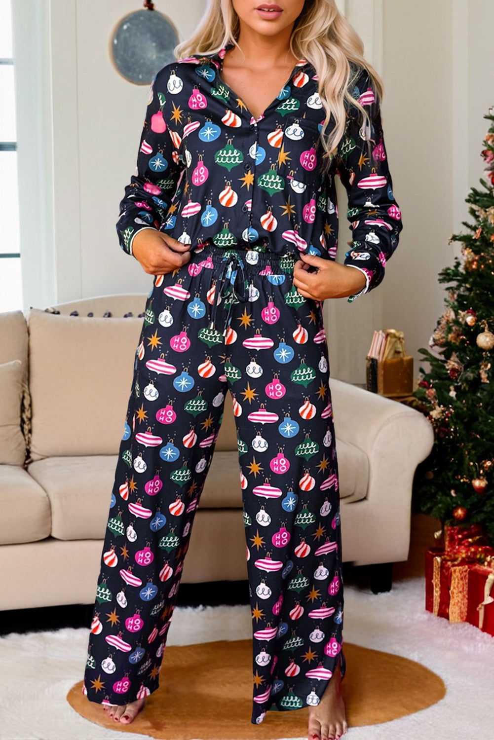 Navy Christmas Glow Up Pajama Set