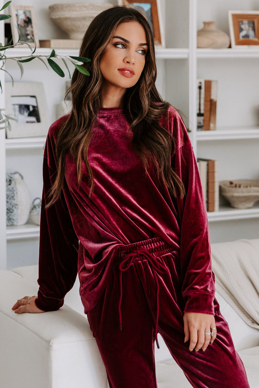 Red Velvet Lounge Set