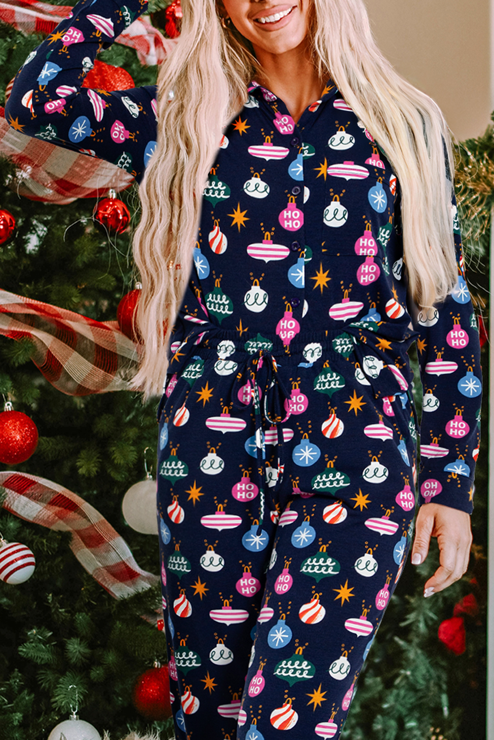 Navy Christmas Glow Up Pajama Set