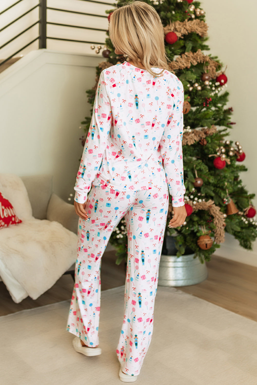 Lollipop Christmas Wide Leg Pajama Set