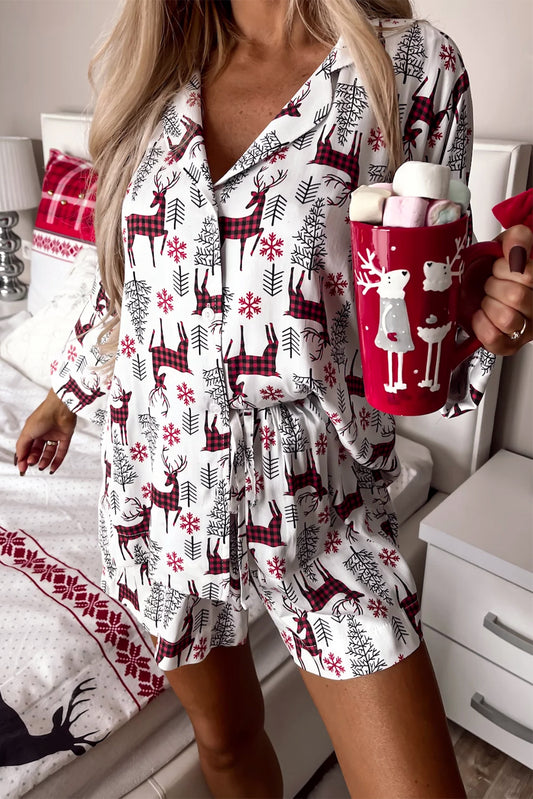 Reindeer Chic Shorts Pajama Set