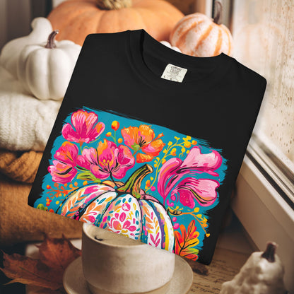 COLORFUL FLORAL PUMPKIN TEE