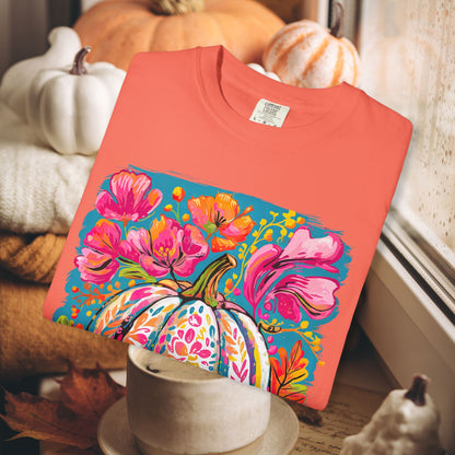 COLORFUL FLORAL PUMPKIN TEE