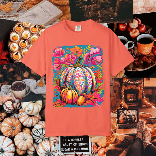 COLORFUL FLORAL PUMPKIN TEE