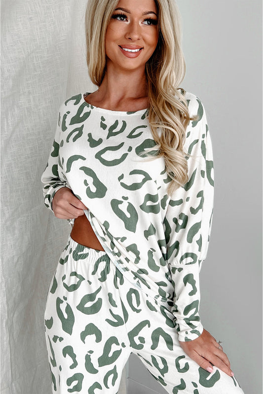 Creme Lush Leopard Loungewear Set