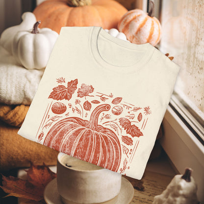 ORANGE PUMPKIN LEAVES TEE