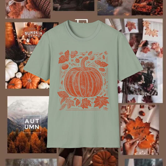 ORANGE PUMPKIN LEAVES TEE