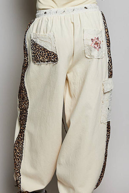 Wild Gypsy | Embroidered Patchwork Jogger | Powder Beige