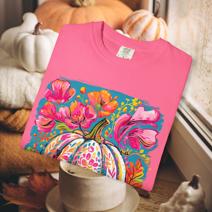 COLORFUL FLORAL PUMPKIN TEE