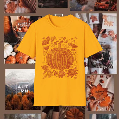 ORANGE PUMPKIN LEAVES TEE