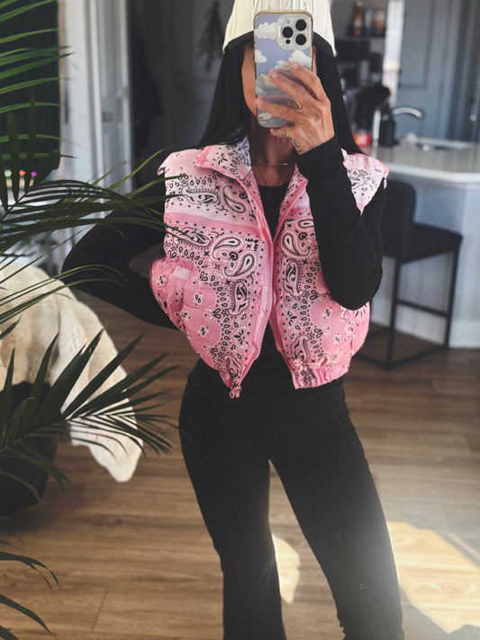 Paisley | Puffer Vest | Pink
