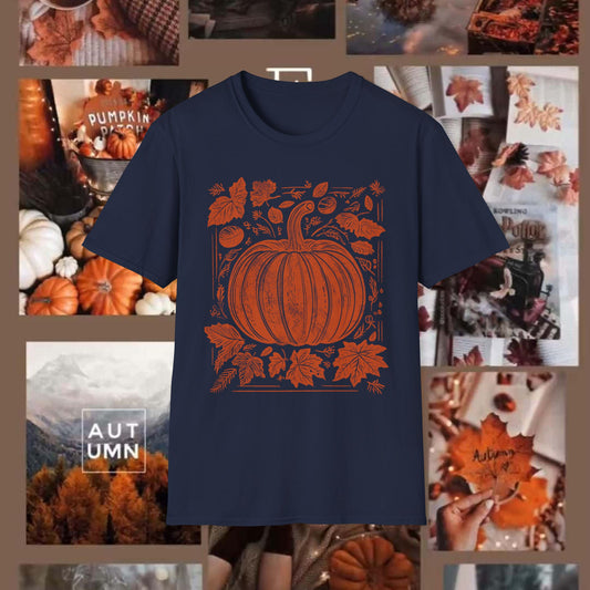 ORANGE PUMPKIN LEAVES TEE