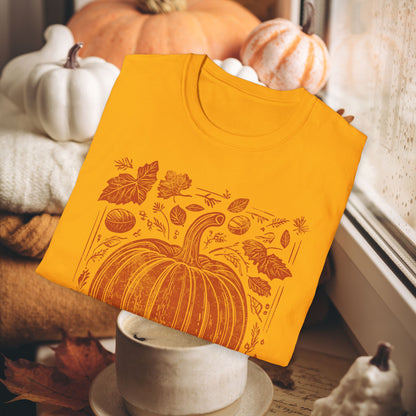 ORANGE PUMPKIN LEAVES TEE