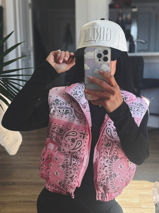 Paisley | Puffer Vest | Pink