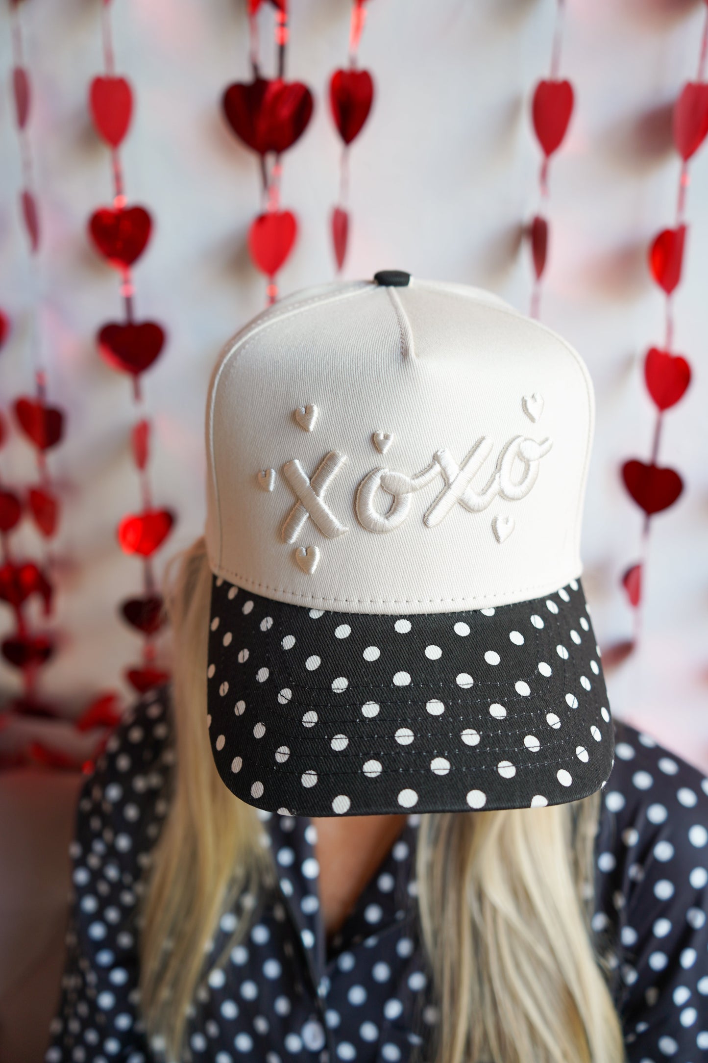 XOXO | Black Polka Dot Vintage Trucker Hat