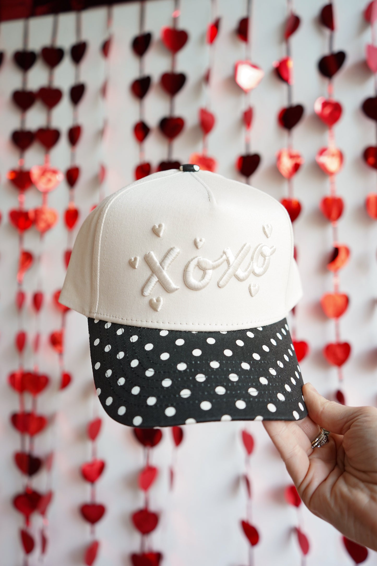 XOXO | Black Polka Dot Vintage Trucker Hat