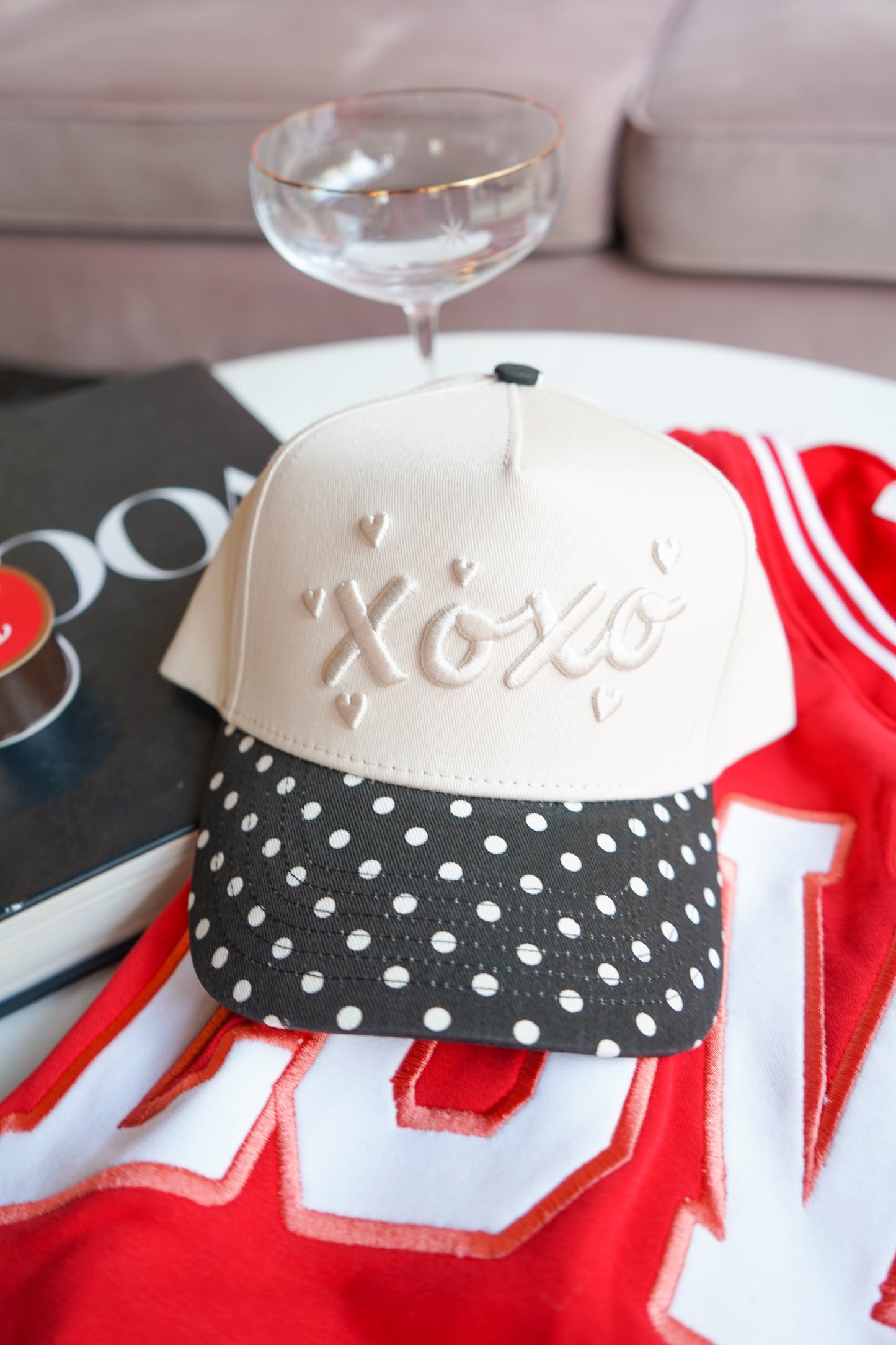 XOXO | Black Polka Dot Vintage Trucker Hat