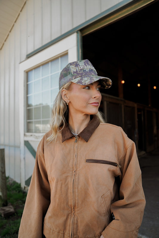 He's Hunting | Camo Vintage Trucker Hat