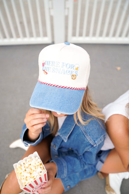 Here for the Snacks | Denim Vintage Trucker Hat