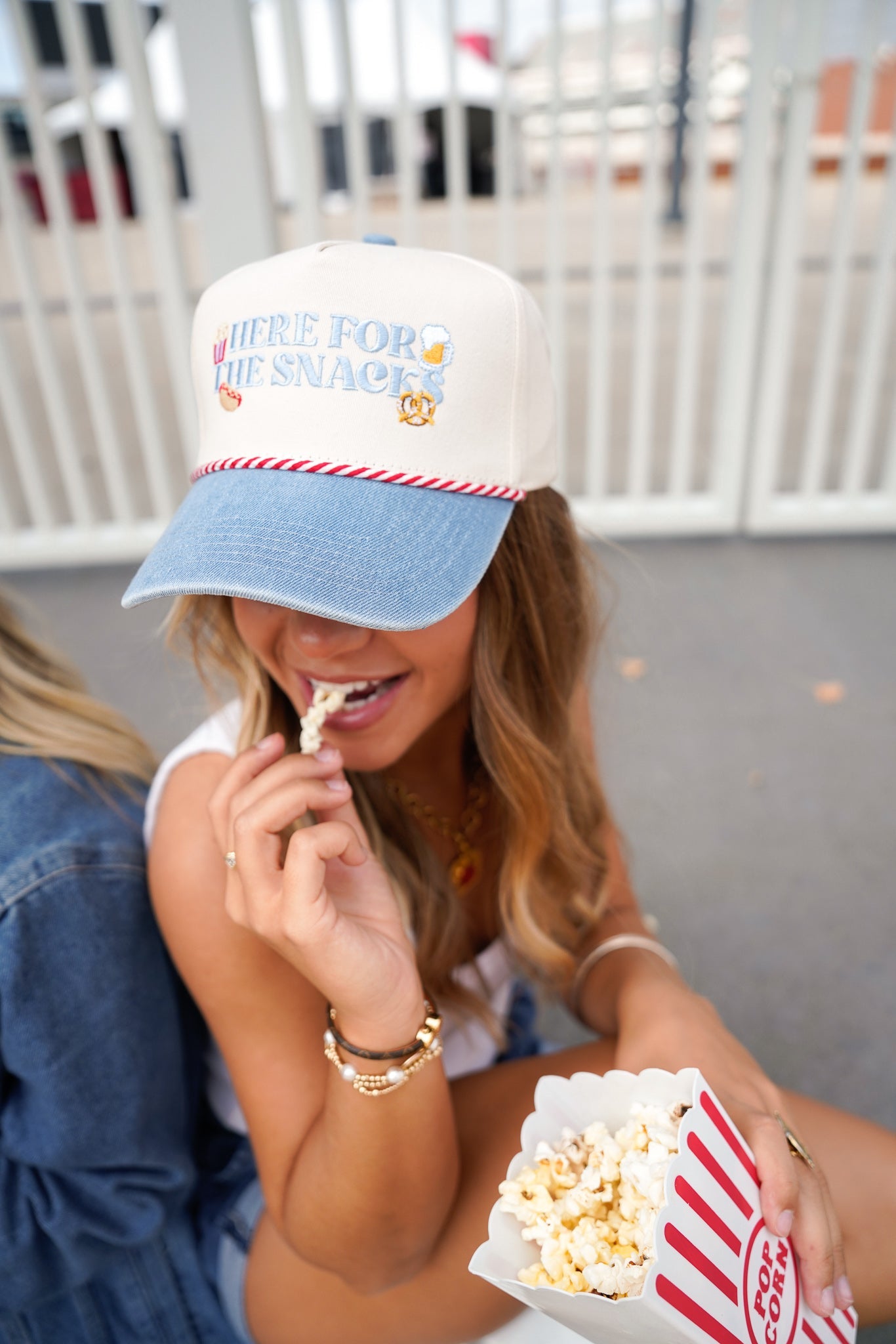 Here for the Snacks | Denim Vintage Trucker Hat