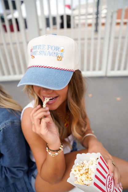 Here for the Snacks | Denim Vintage Trucker Hat
