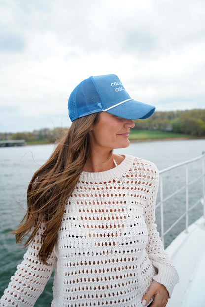Coastal Cowgirl | Blue Corduroy Trucker Hat