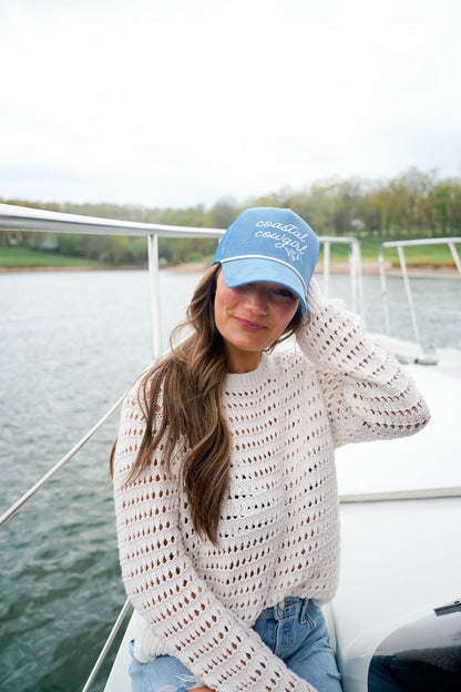 Coastal Cowgirl | Blue Corduroy Trucker Hat