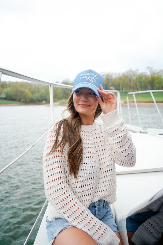 Coastal Cowgirl | Blue Corduroy Trucker Hat